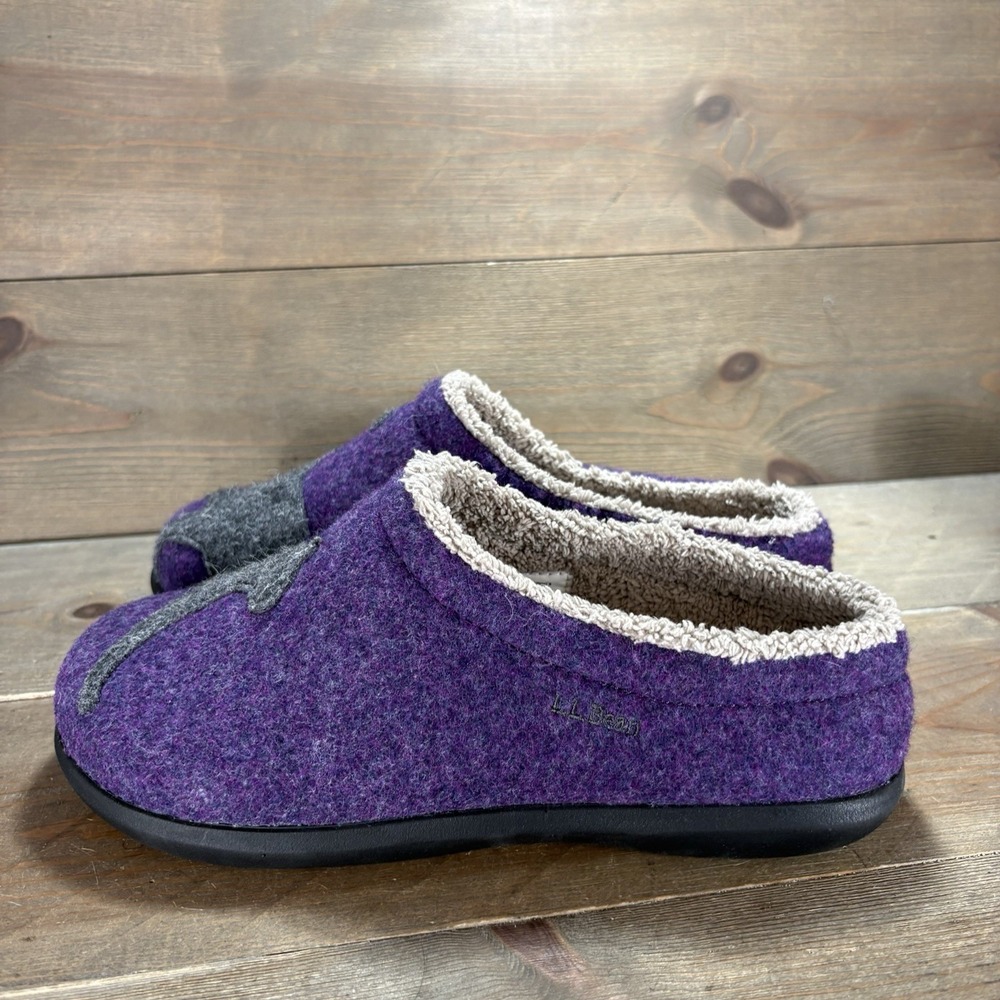 ll bean daybreak womens size 8 shoes purple cat slip on comfort slippers